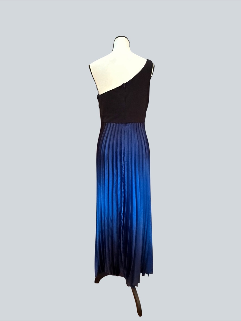 Vtg Betsy & Adam black pleated cocktail midi dress - Picture 4 of 11